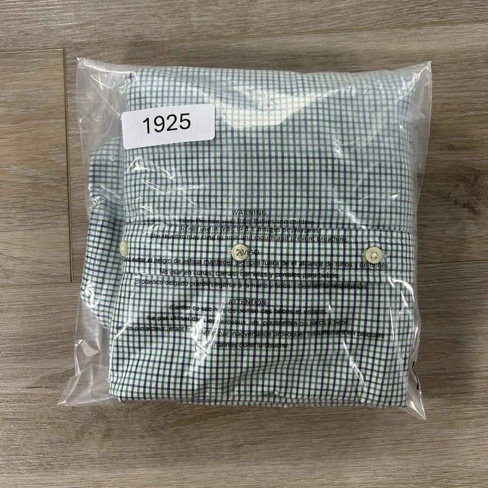 Polo Ralph Lauren Large Oxford Blue Green Plaid Button Down Flesh Pony